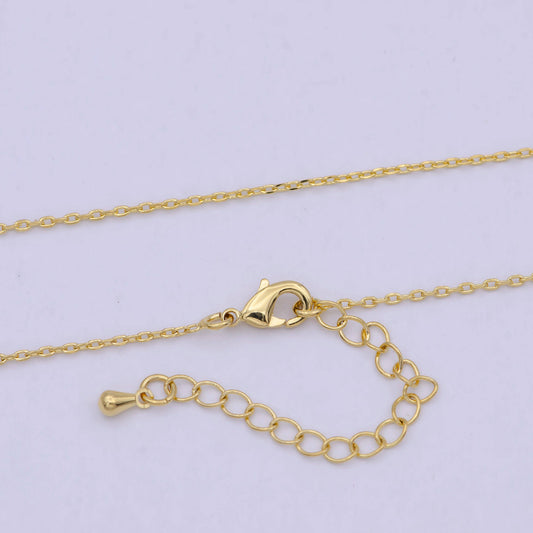 Dainty Cable Chain 24K Gold Filled Chain Necklace 17.7 inch + 2 inch long WA-792