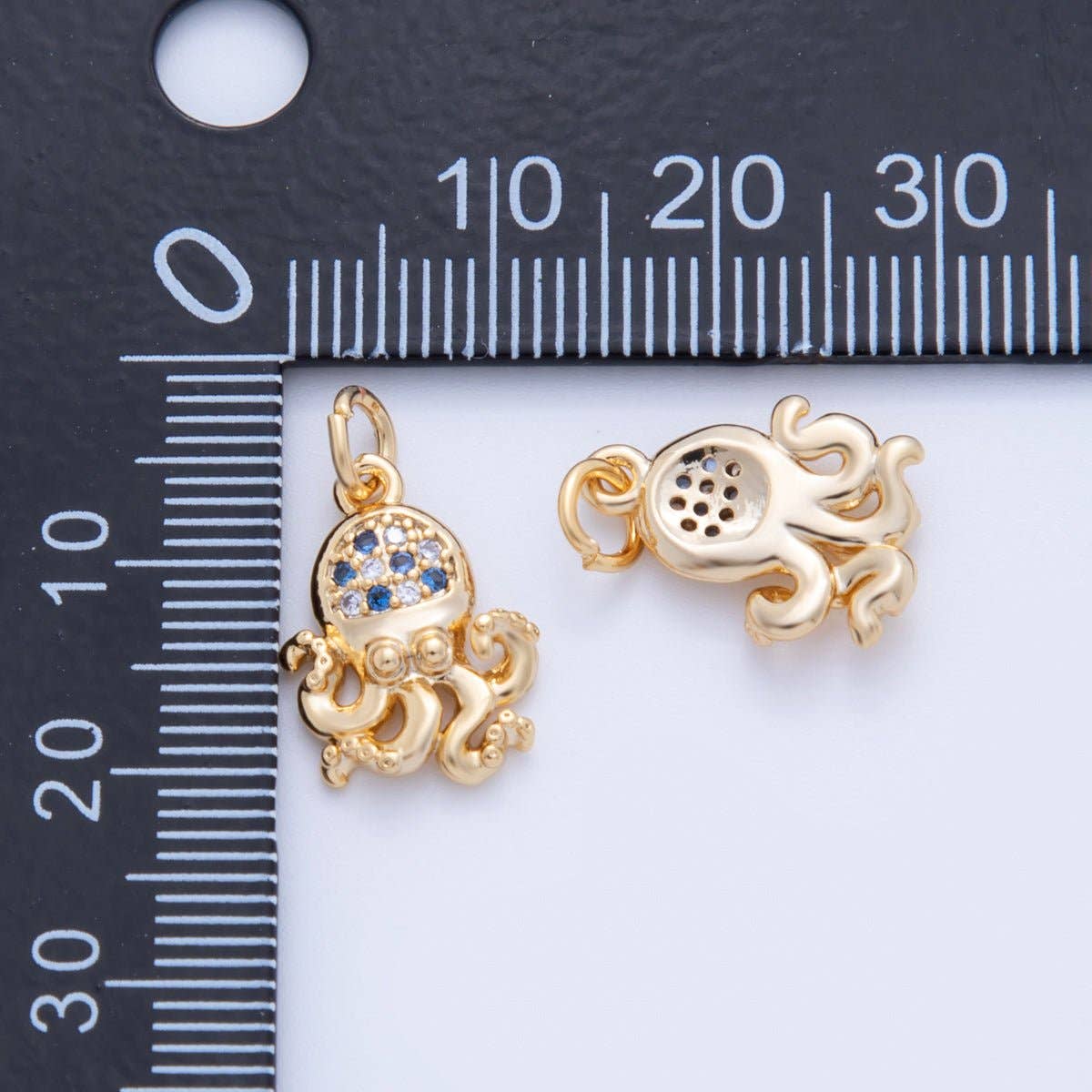 18K Gold Filled 19mm Micro Paved CZ Octopus Tentacled Sea Charm | AF811
