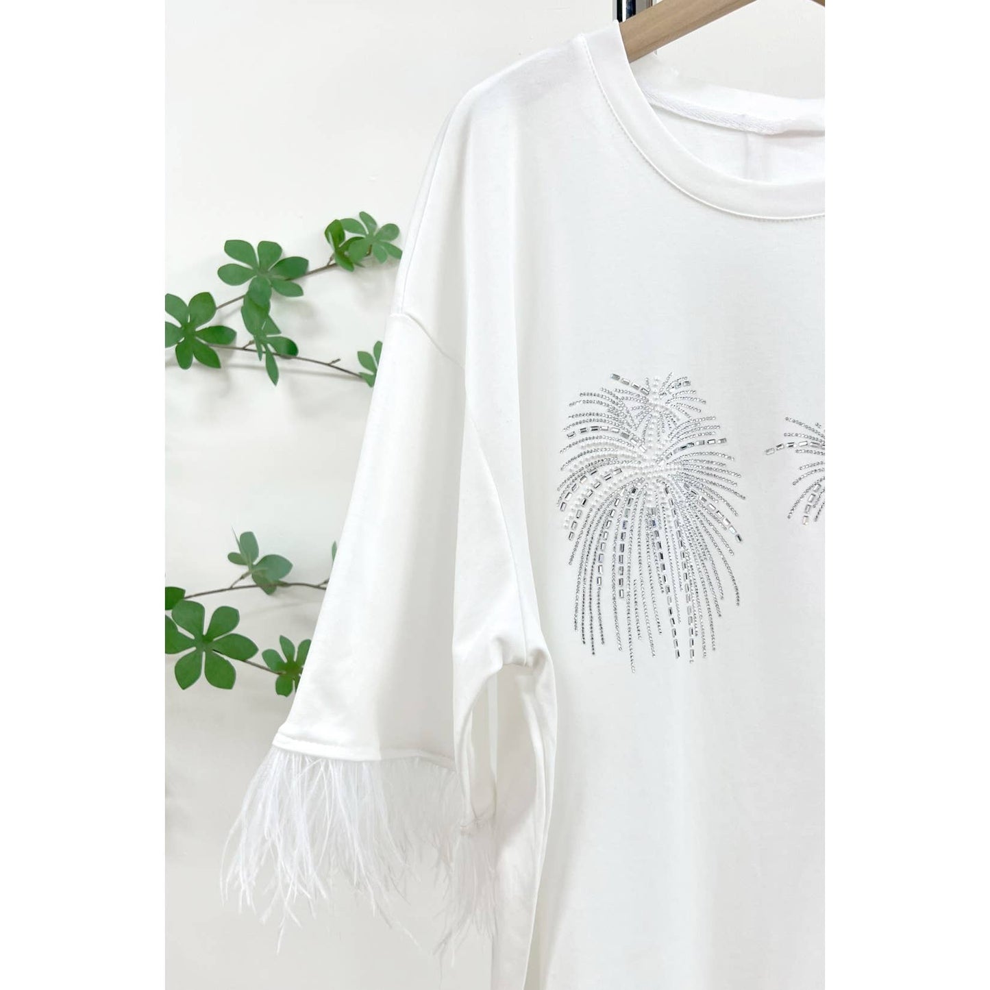 Fireworks Graphic Embellished Tunic Top: BLACK / ONE SIZE