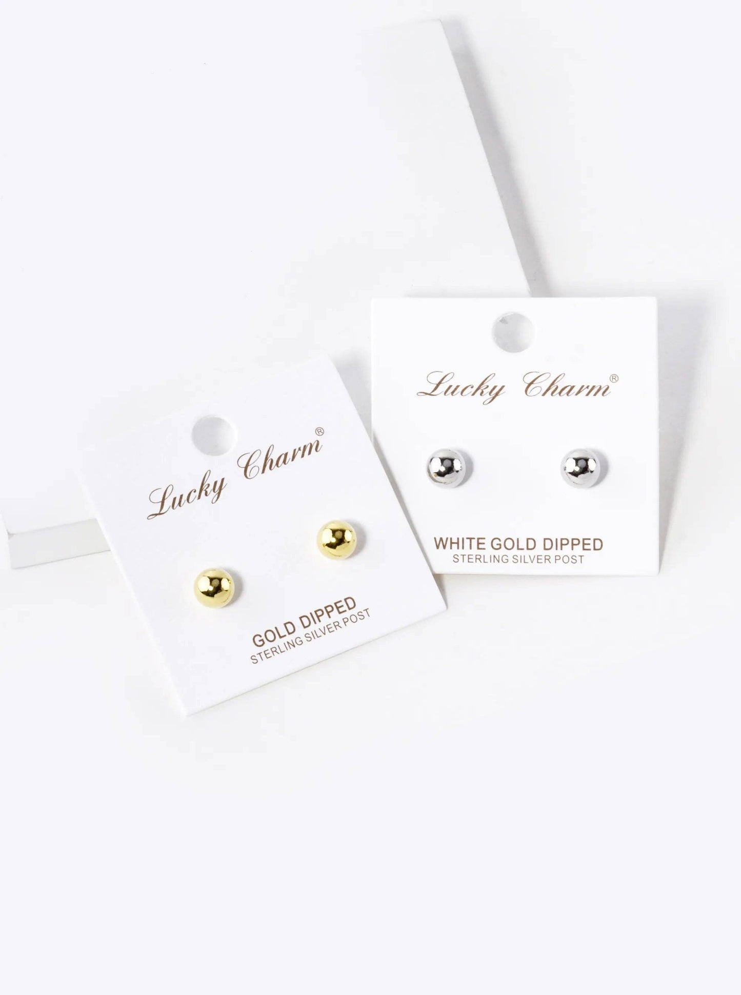 White Gold Dipped 7mm Ball Stud Earrings: Gold