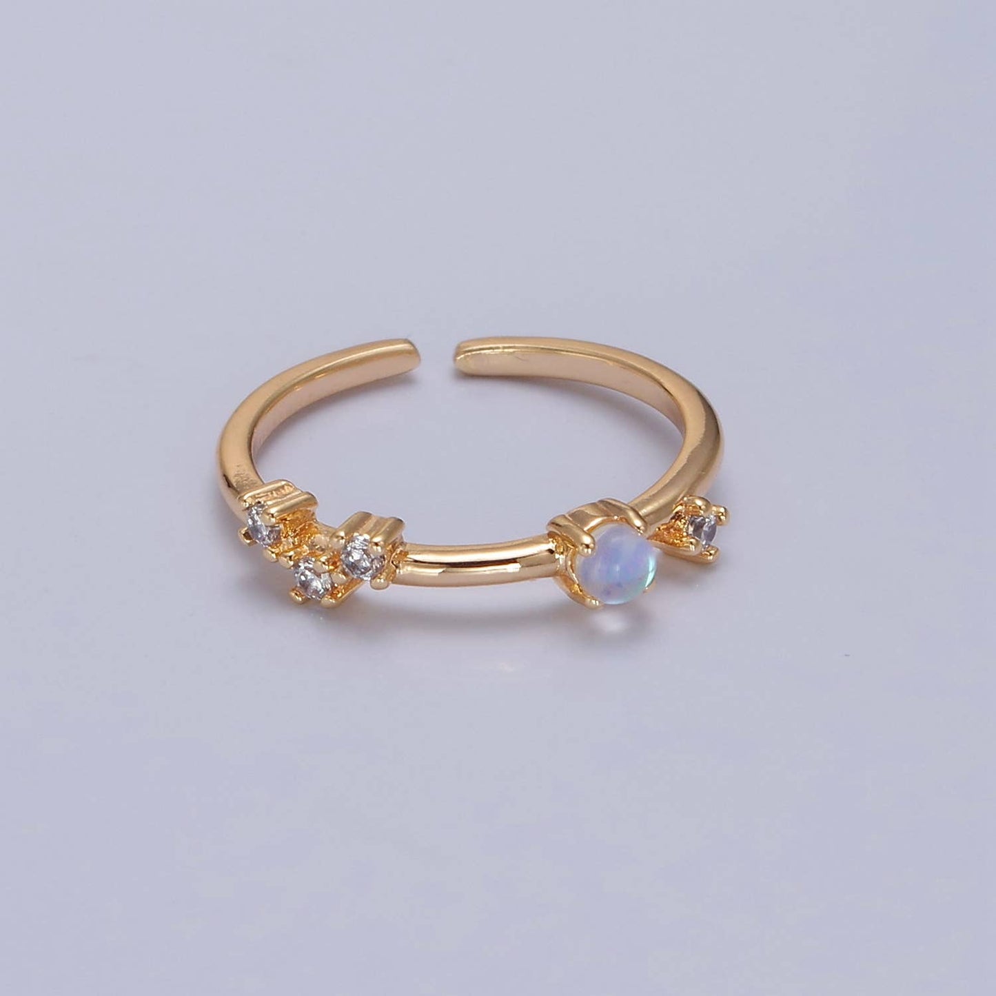 Colorful CZ Crystal Minimalist Gold Ring O2152~O2157: AB Color