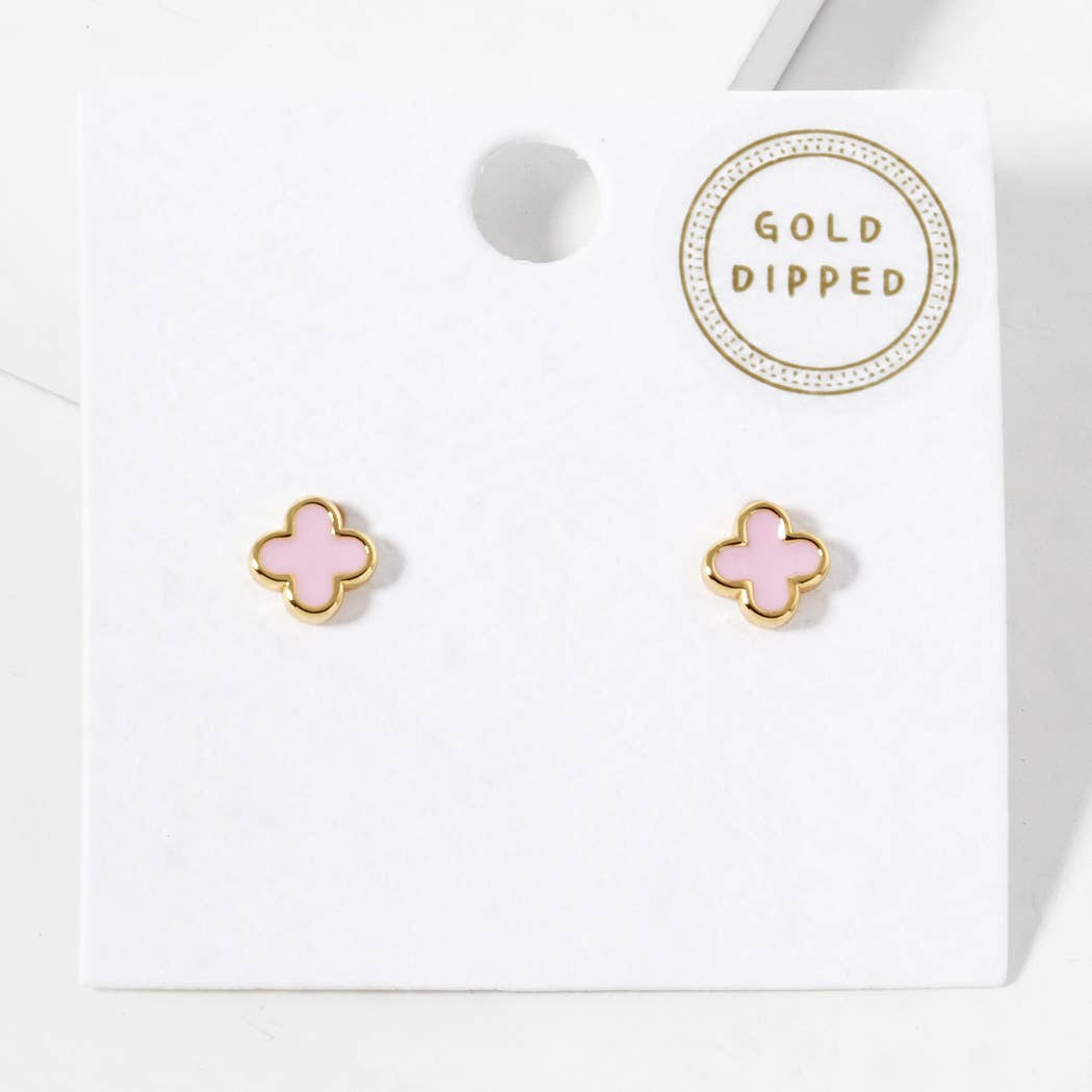 Gold-Dipped Clover Post Earrings: GBK / ONE SIZE