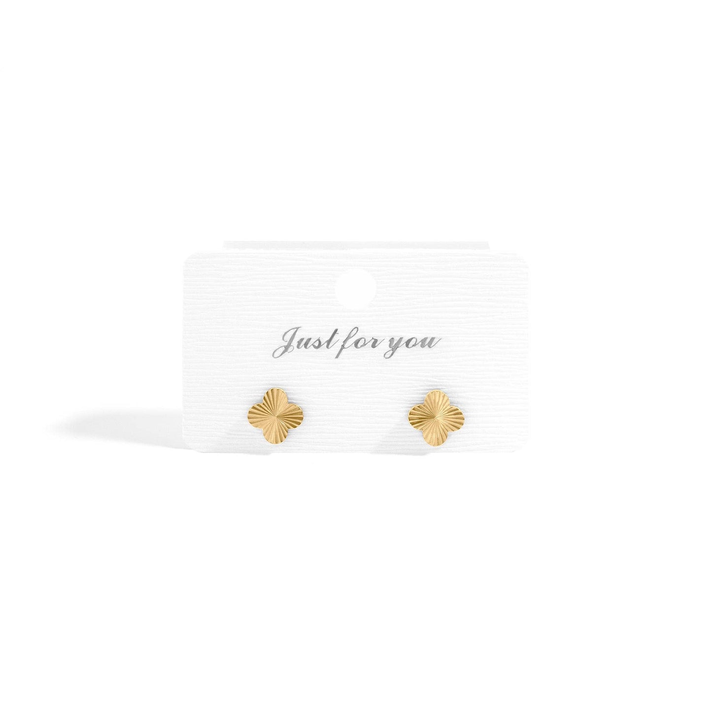 18K Gold PVD Stainless Steel Clover Stud Earrings: Gold