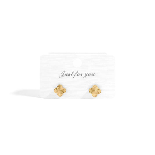 18K Gold PVD Stainless Steel Clover Stud Earrings: Gold