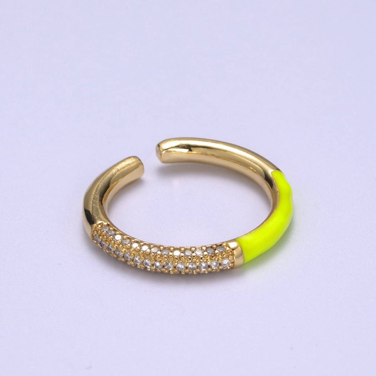 Colorful Enamel Adjustable Ring, 14K Gold Filled CZ Fusion Stacking Ring, Adjustable Ring, Fashion Enamel Jewelry S-170 ~ S-179: Hot Pink