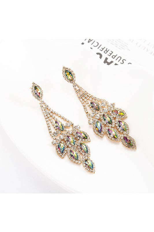 Rhinestone Tassel Earrings E7134: Gold-Multi