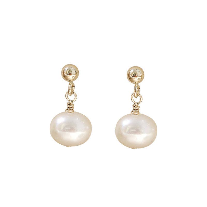 Fresh Water Pearl Bead Earrings : Pink