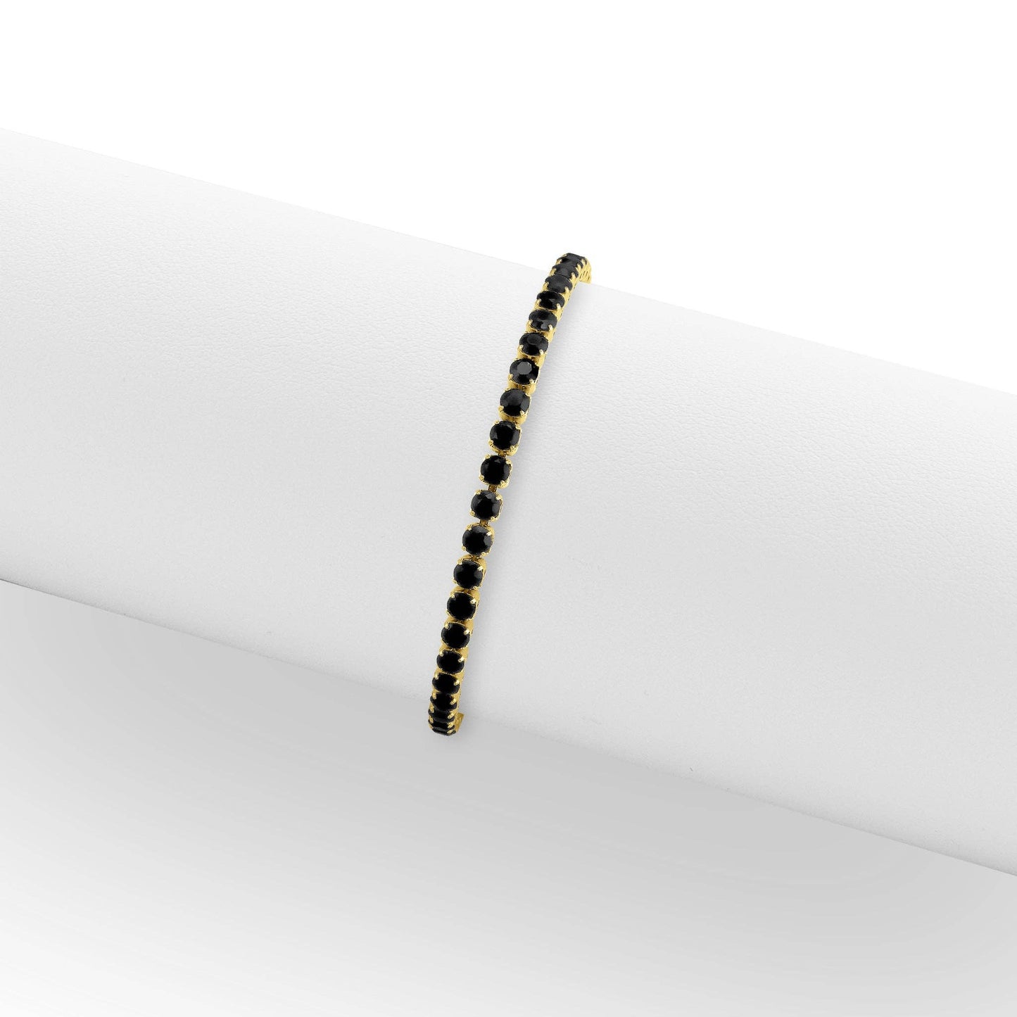 18K Gold PVD Jet Black Tennis Chain Bracelet / Anklet: 7.5"+1" / 3mm
