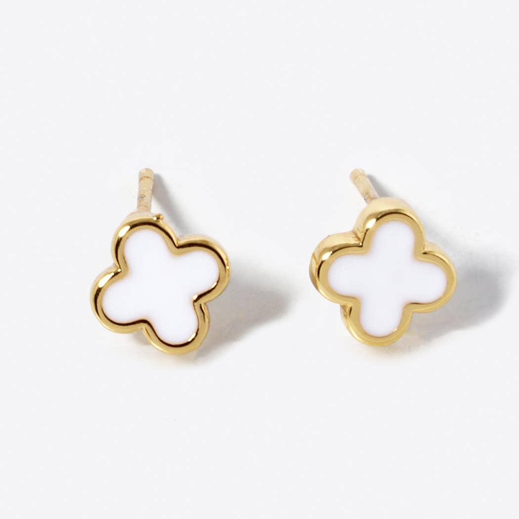 Gold-Dipped Clover Post Earrings: GWH / ONE SIZE
