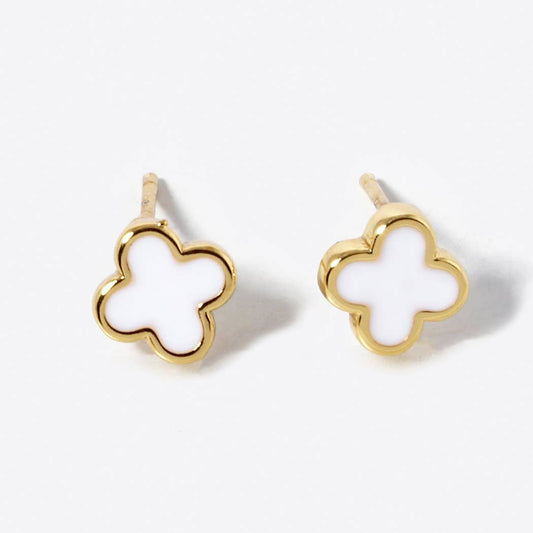 Gold-Dipped Clover Post Earrings: GWH / ONE SIZE