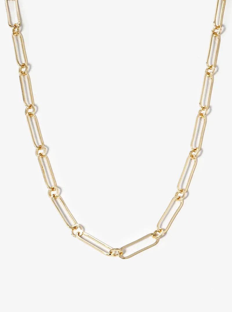 18K Gold Dipped 20Mm Flat Link Chain Necklace: Rhodium