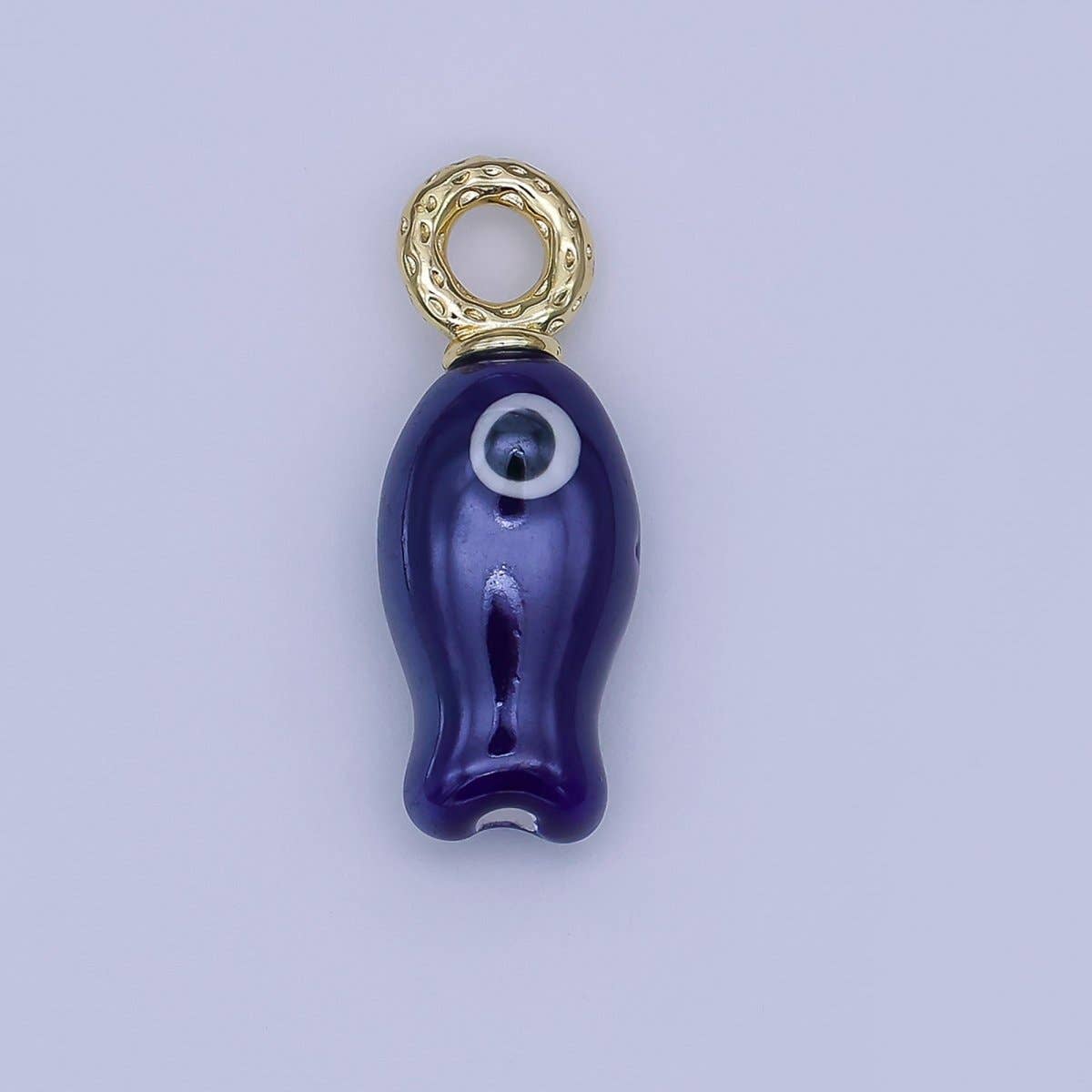 24K Gold Filled 30mm Enamel Fish Sea Animal Ceramic Drop Charm | X794 - X801: Light Green