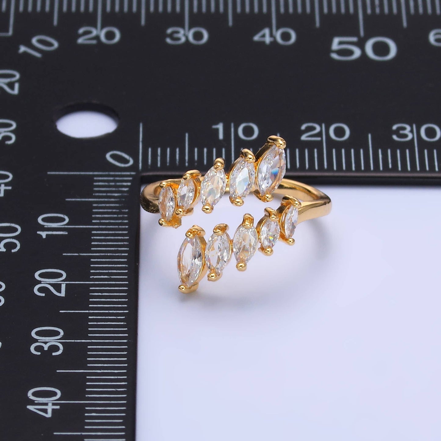 Dainty Clear Marquise CZ Gold Adjustable Ring