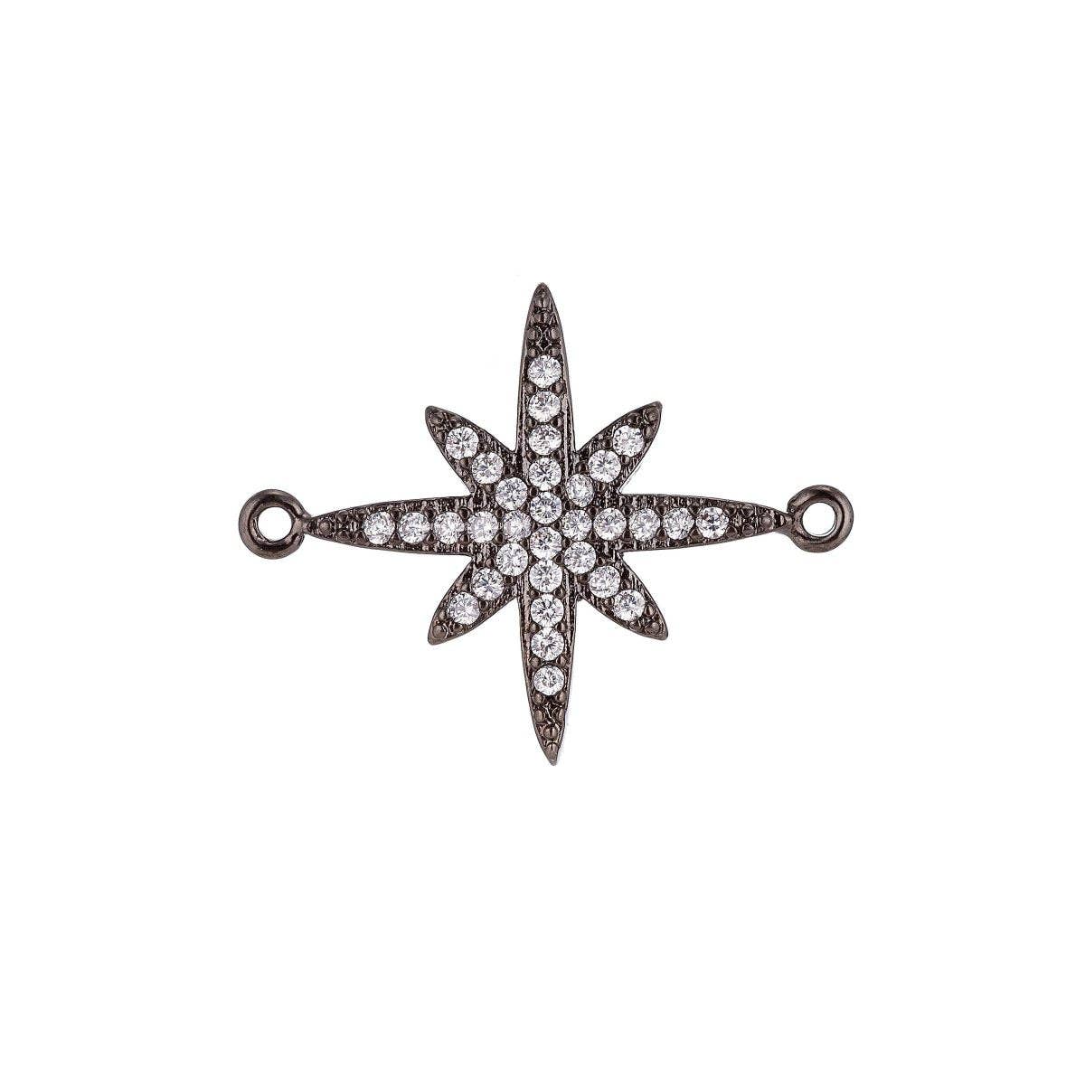 On Sale! CLEARANCE! Silver, Black, 18K Gold Filled Elegant Shooting Star Cubic Zirconia Bracelet Charm Bead Finding CONNECTOR For Jewelry Making | F-065: Silver