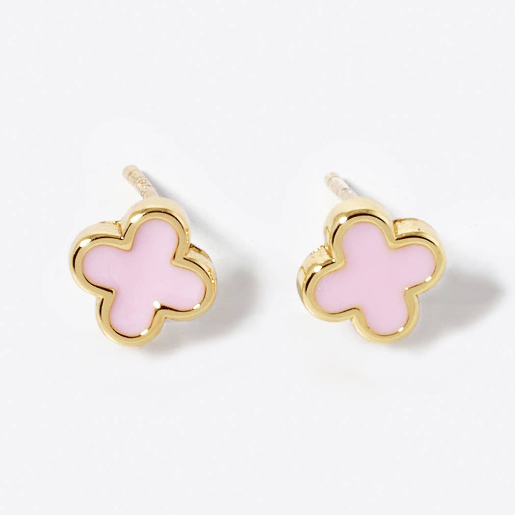 Gold-Dipped Clover Post Earrings: GBK / ONE SIZE