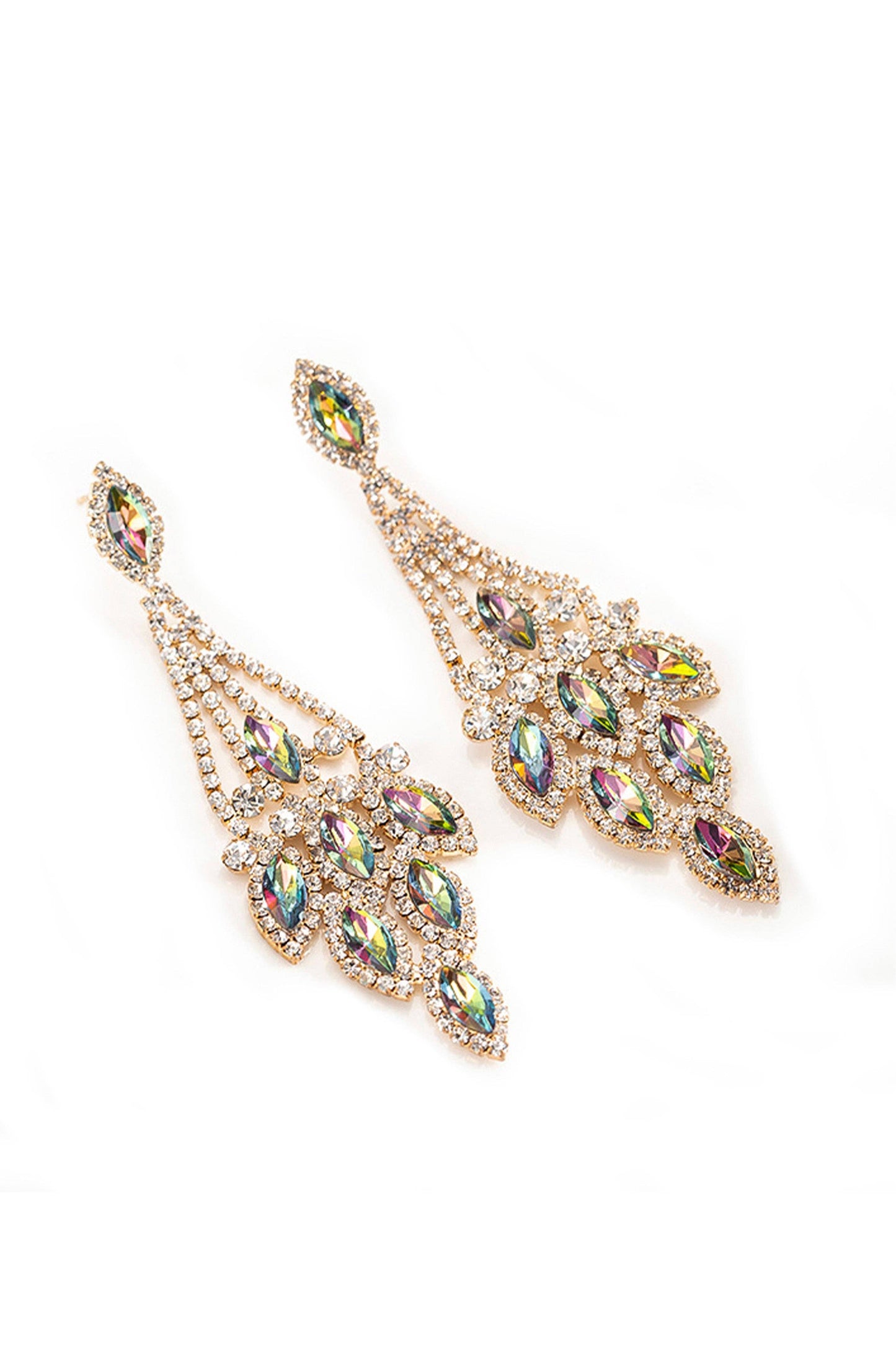 Rhinestone Tassel Earrings E7134: Gold-Multi
