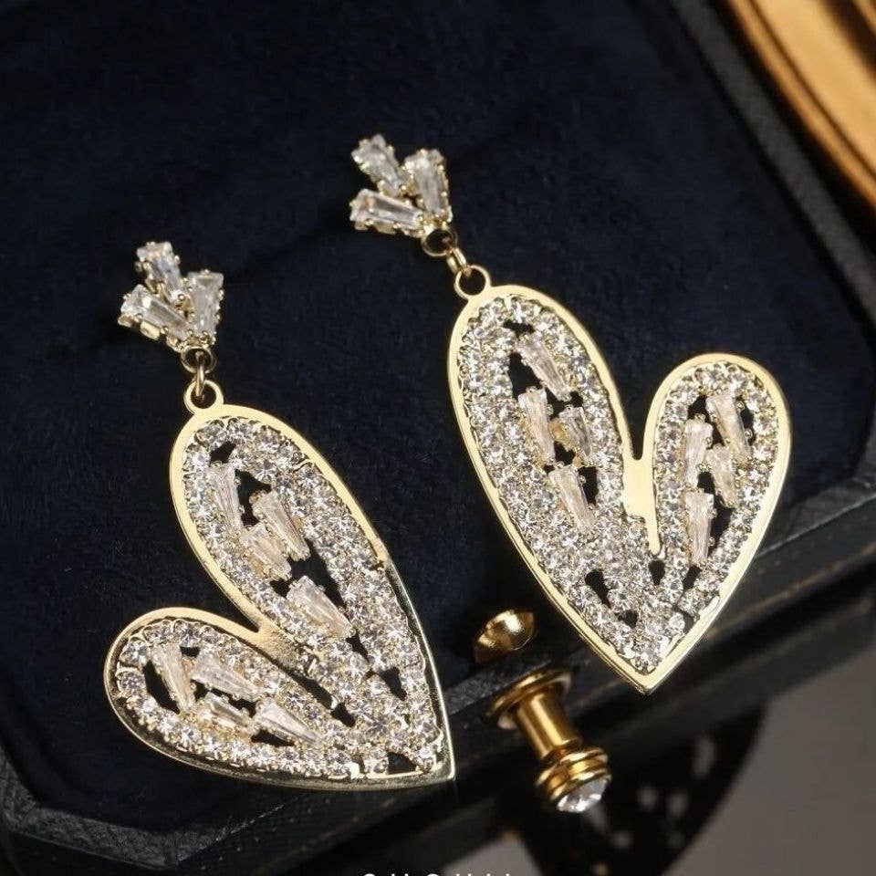 Heart Rhinestone Earrings