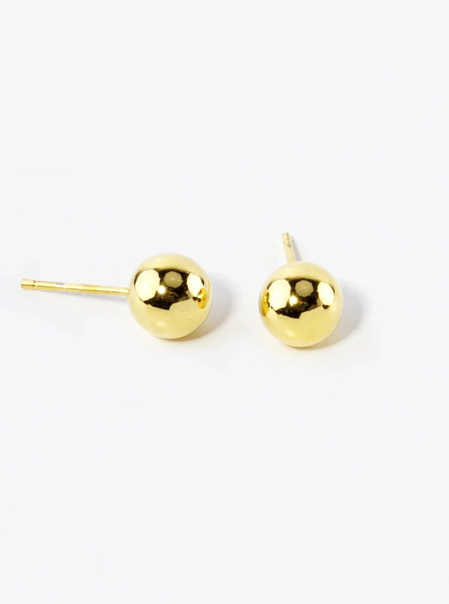 White Gold Dipped 7mm Ball Stud Earrings: Gold