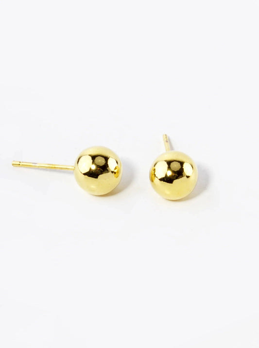 White Gold Dipped 7mm Ball Stud Earrings: Gold
