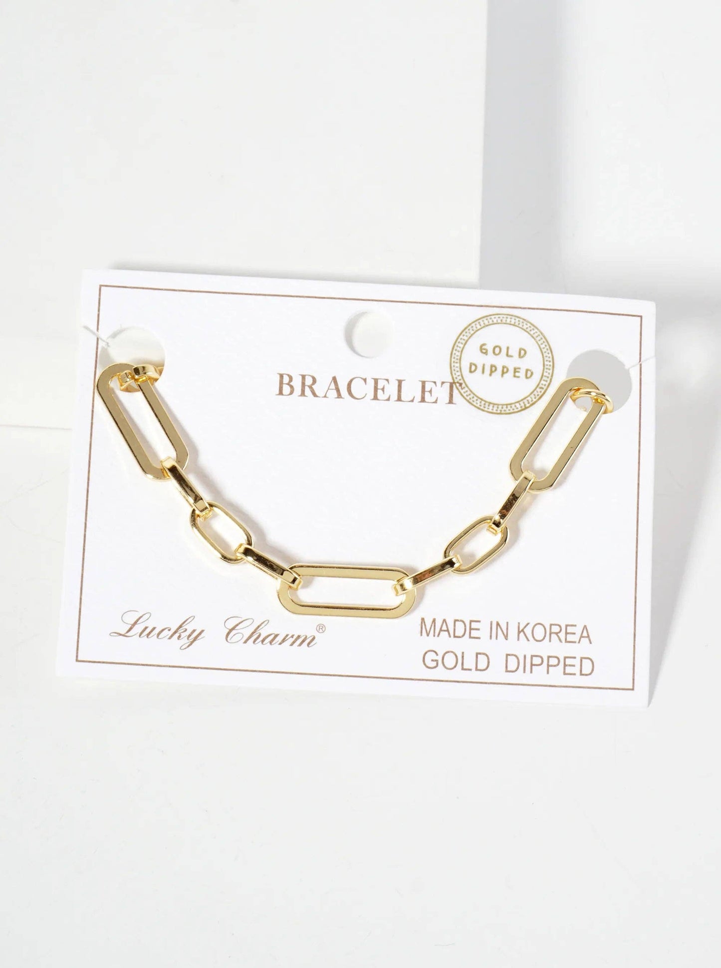 18K-Gold-Dipped Polished Brass 20-10mm Chain Bracelet: Gold