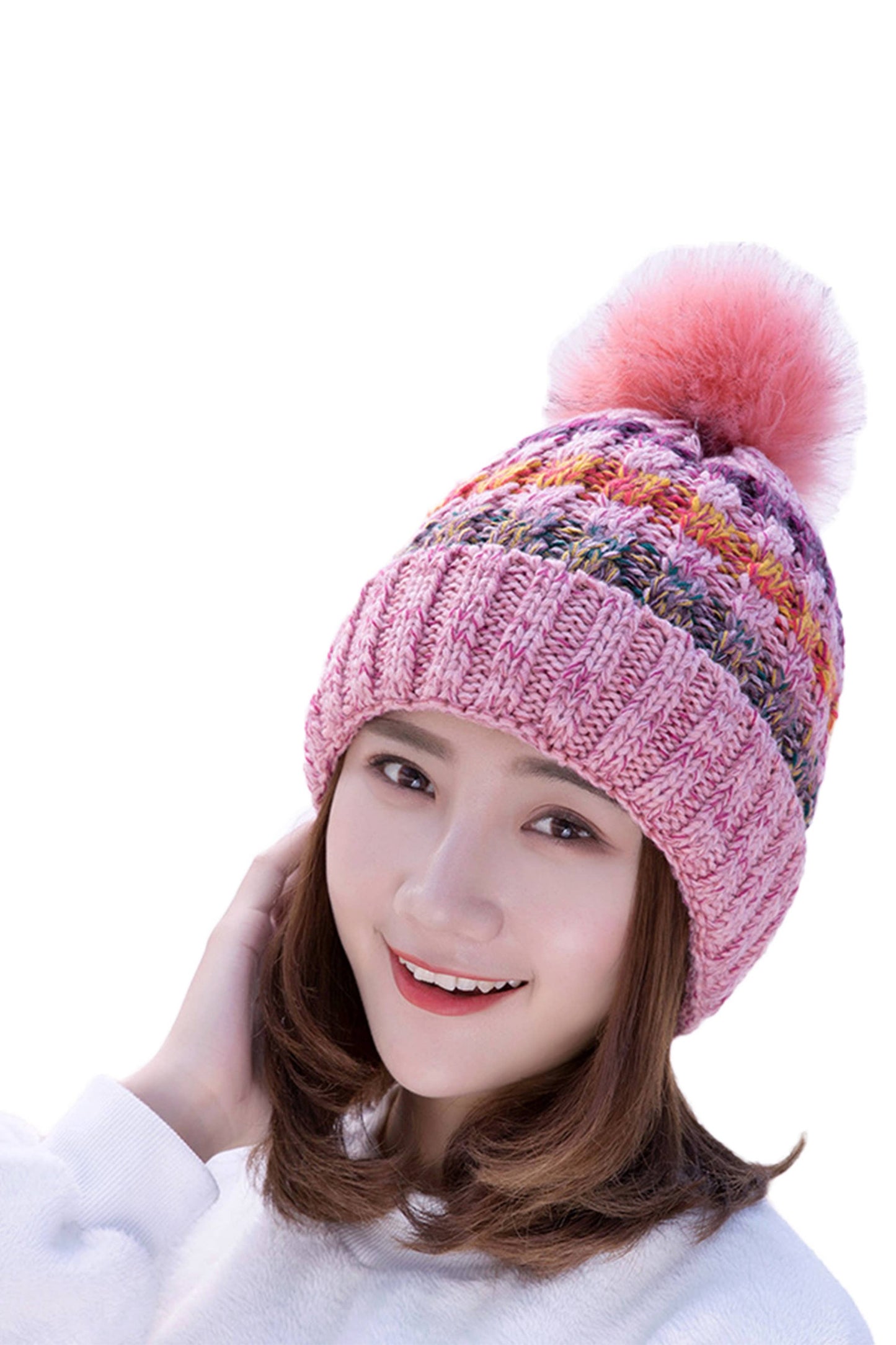 PomPom Warm Knitted Hat : Wine