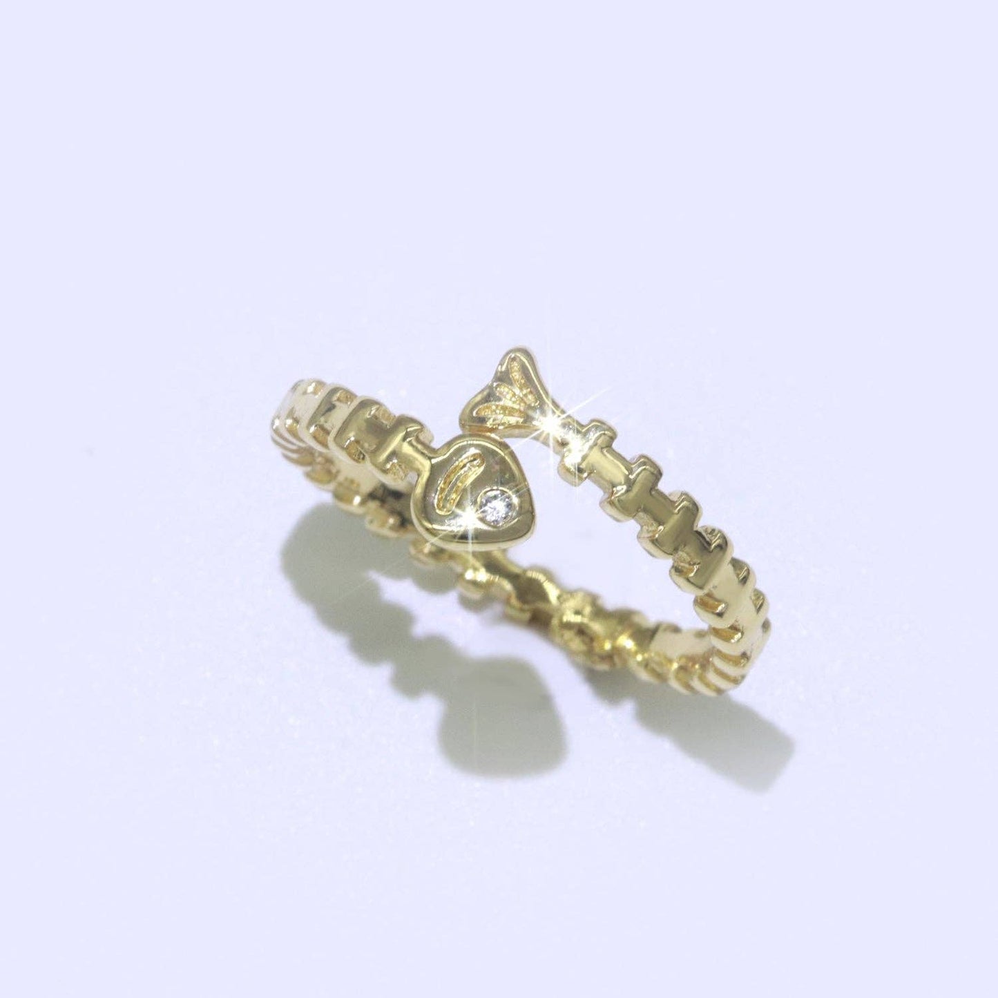 Gold Filled Fish Bone Adjustable Ring O436