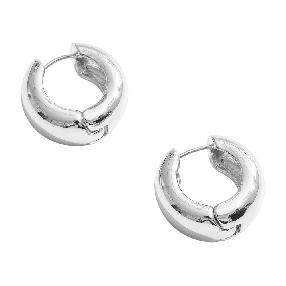14K Gold Dipped Bold Round Huggie Hoop Earrings: Gold