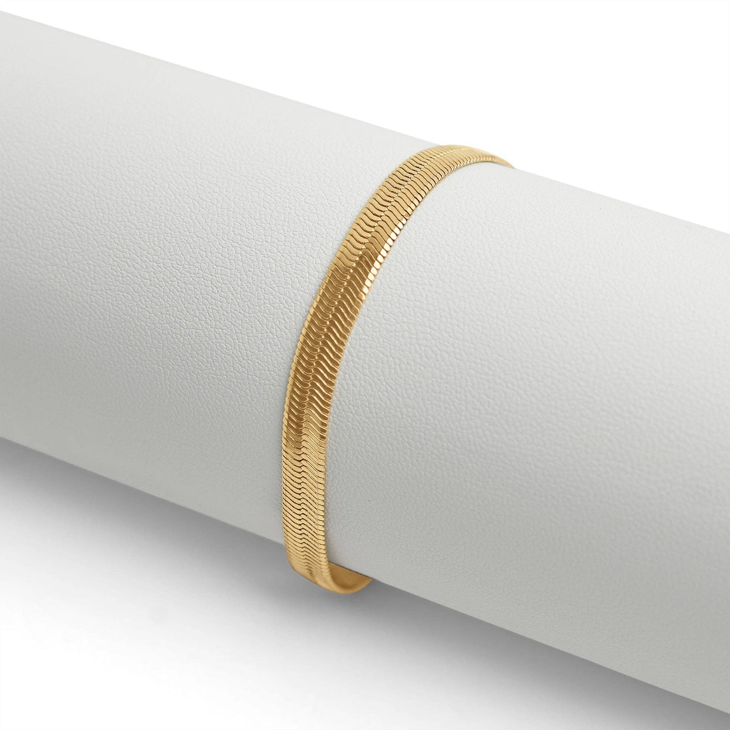 18K Gold Herringbone Chain Bracelet: 7" / 3mm