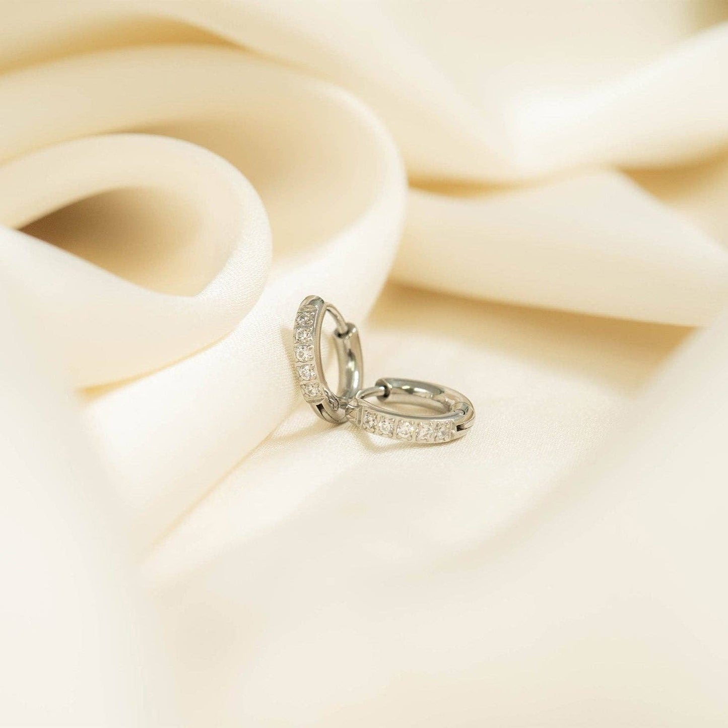 18K Gold PVD Stainless Steel CZ Mini Huggie Earrings: Gold