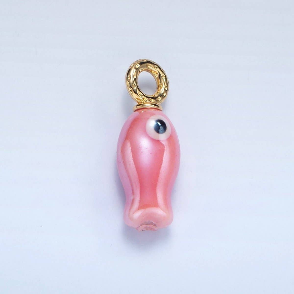 24K Gold Filled 30mm Enamel Fish Sea Animal Ceramic Drop Charm | X794 - X801: Light Green