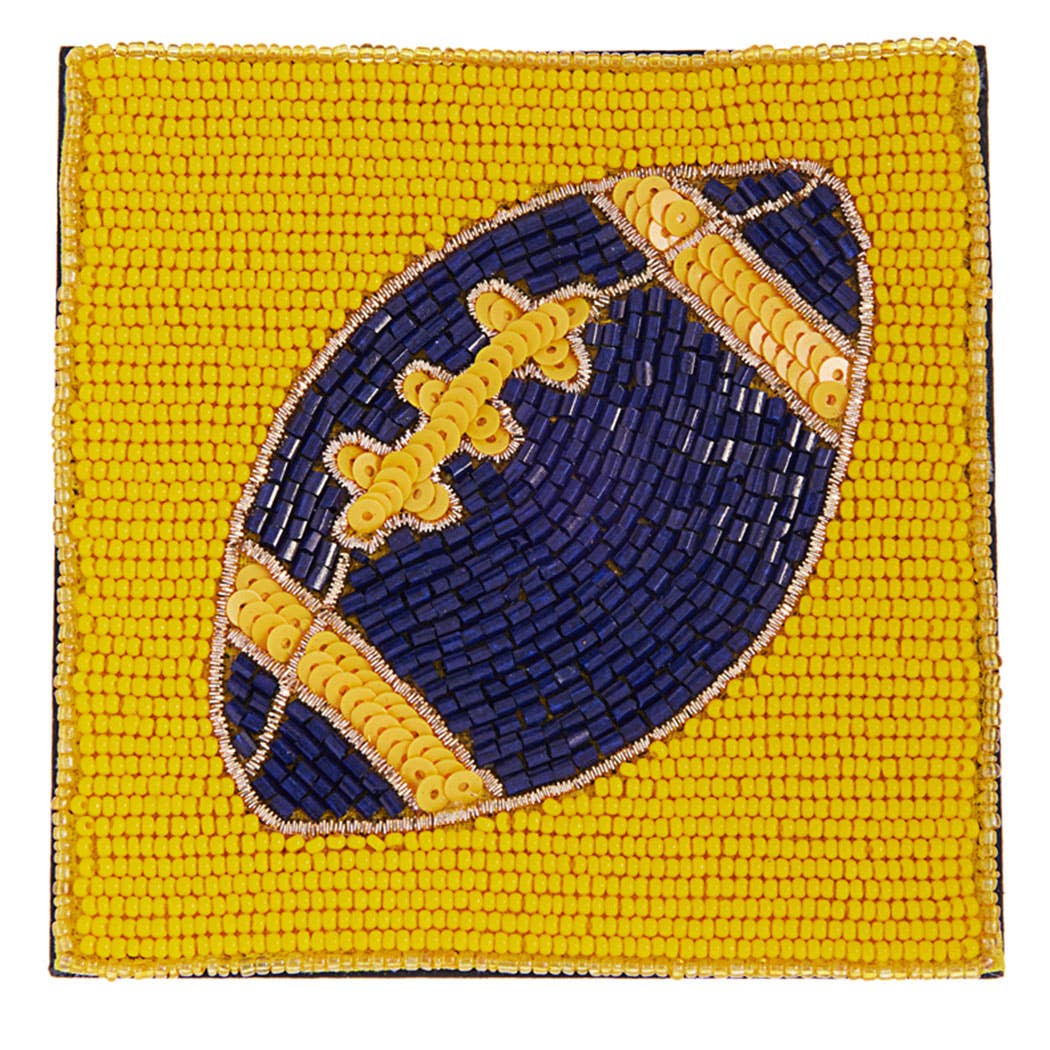 Seed Beaded Square Football Home Coaster: GANGD / ONE SIZE