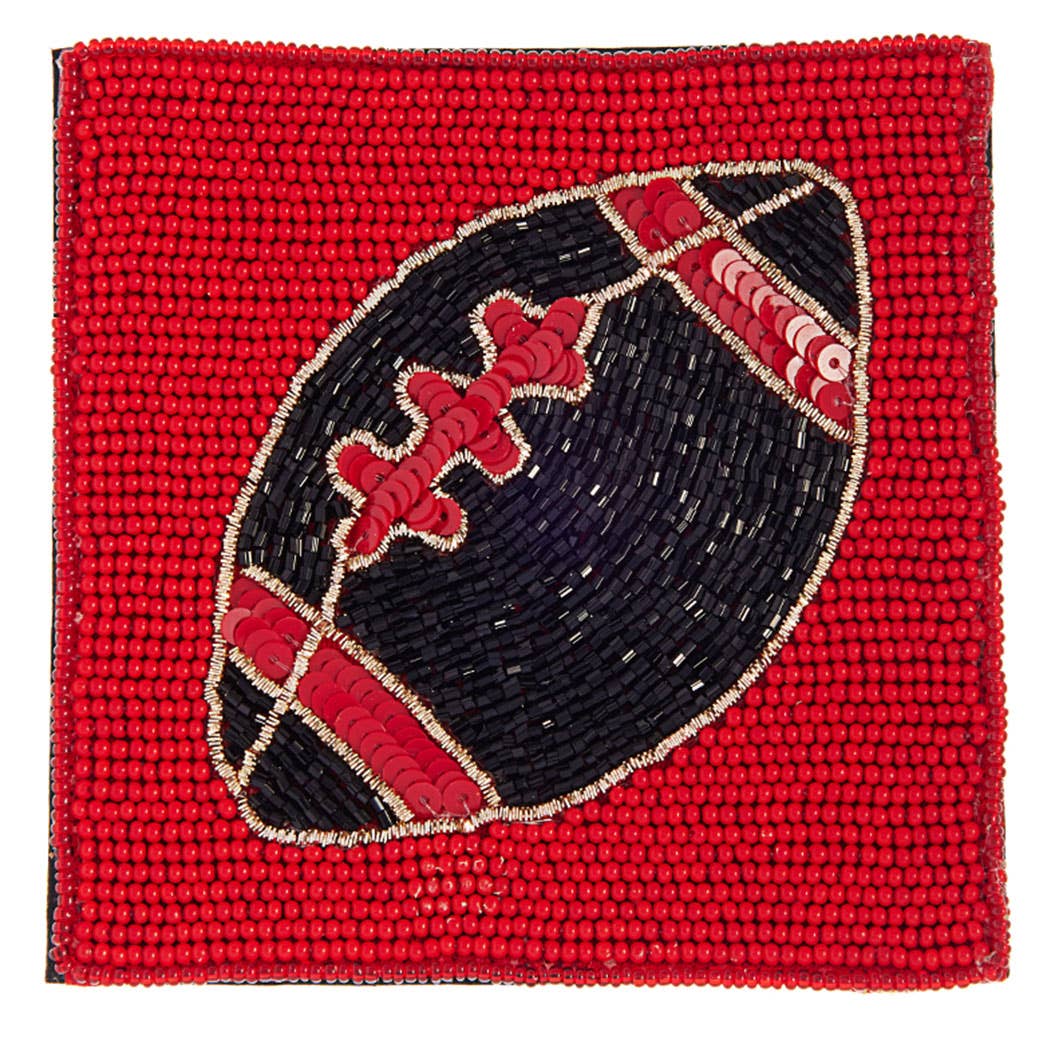 Seed Beaded Square Football Home Coaster: GANGD / ONE SIZE