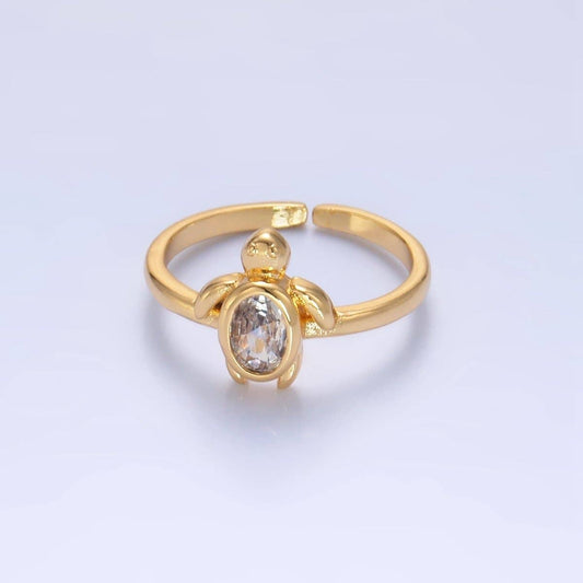 24K Gold Filled CZ Turtle Tortoise Animal Ring | U412