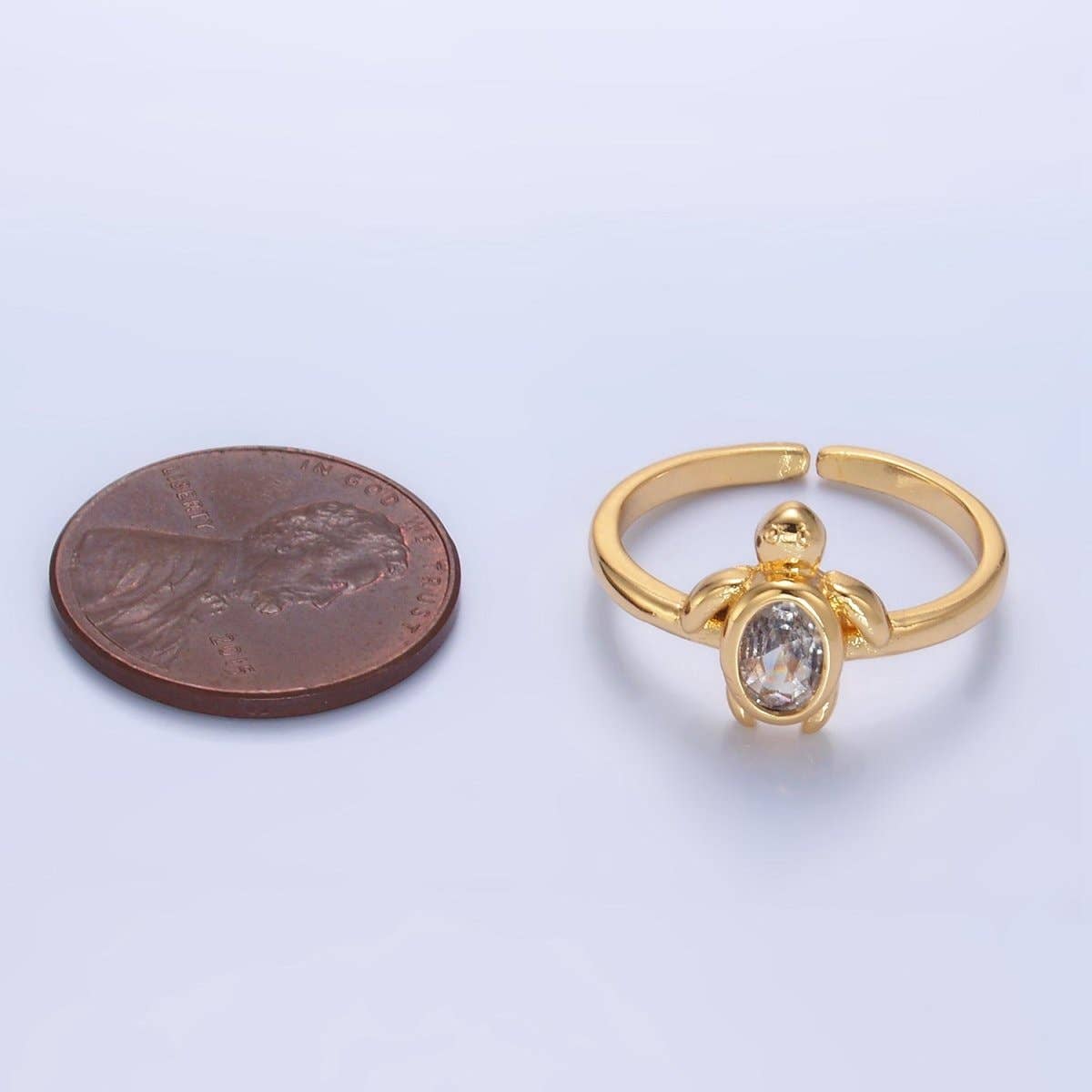 24K Gold Filled CZ Turtle Tortoise Animal Ring | U412