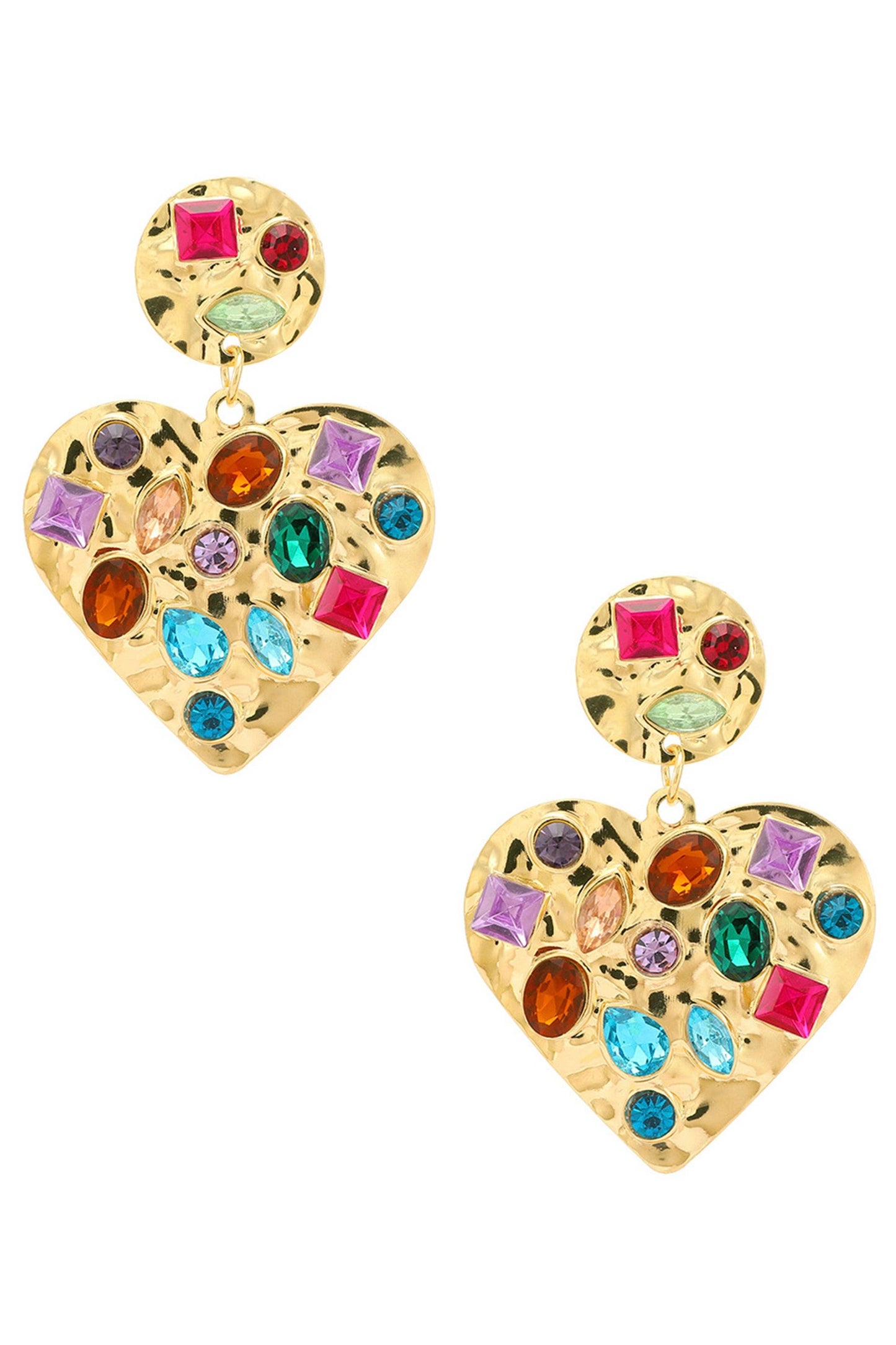 Heart Rhinestone Alloy Earrings E5657: Multi