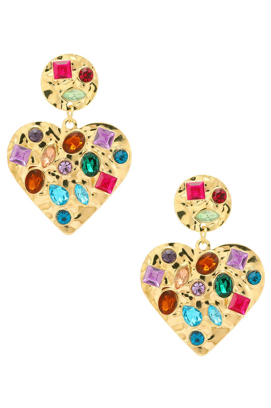 Heart Rhinestone Alloy Earrings E5657: Multi