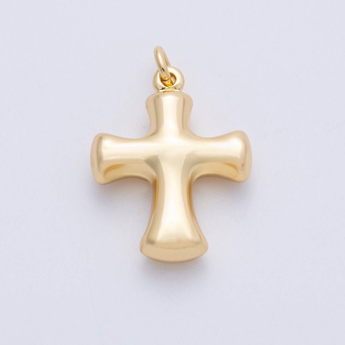 18K Gold Filled 27mm Golden Plain Chunky Cross Charm | Charms-00154