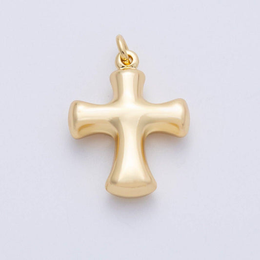 18K Gold Filled 27mm Golden Plain Chunky Cross Charm | Charms-00154