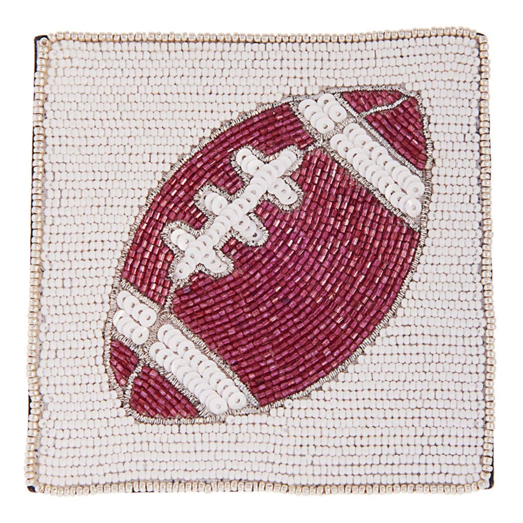Seed Beaded Square Football Home Coaster: GANGD / ONE SIZE