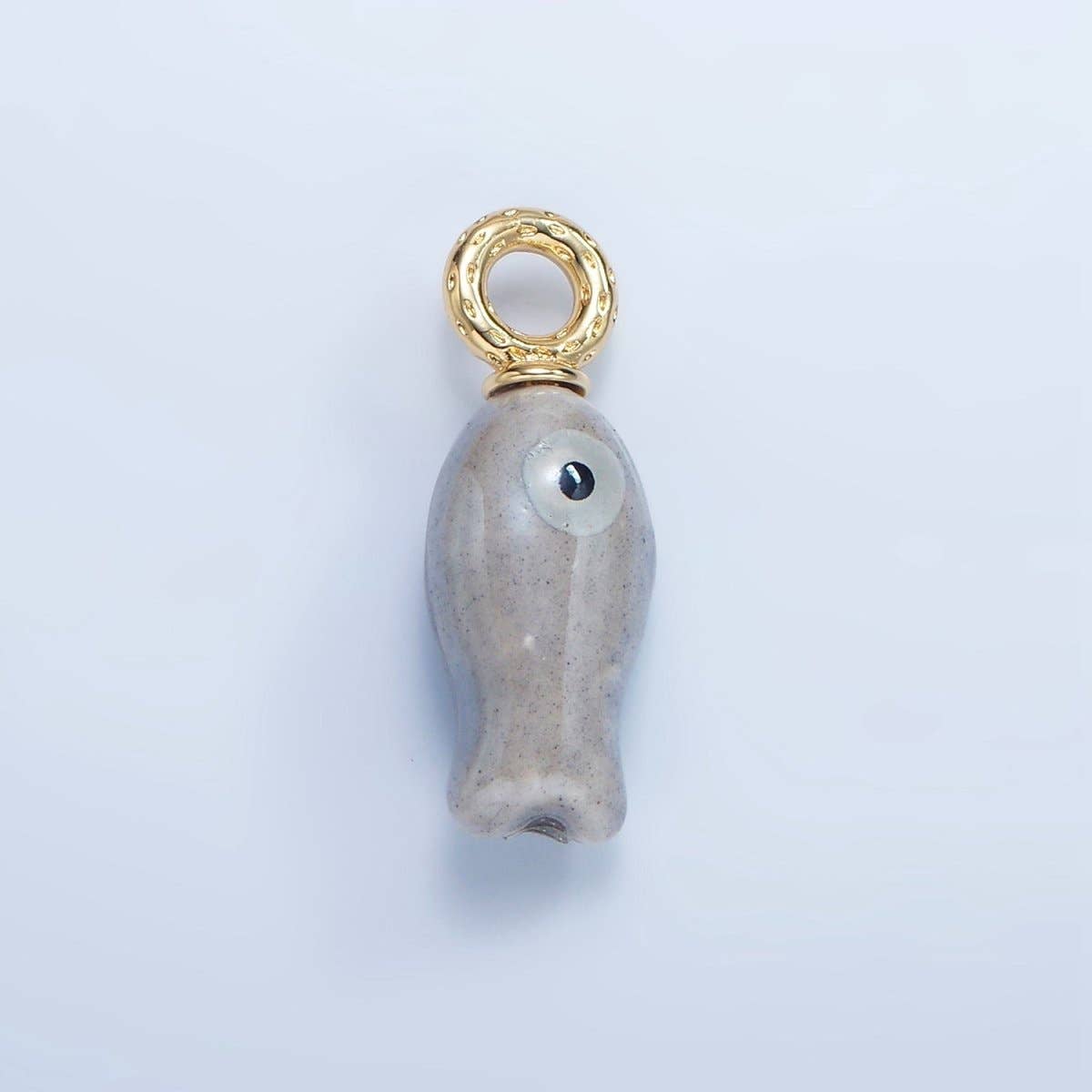 24K Gold Filled 30mm Enamel Fish Sea Animal Ceramic Drop Charm | X794 - X801: Blue
