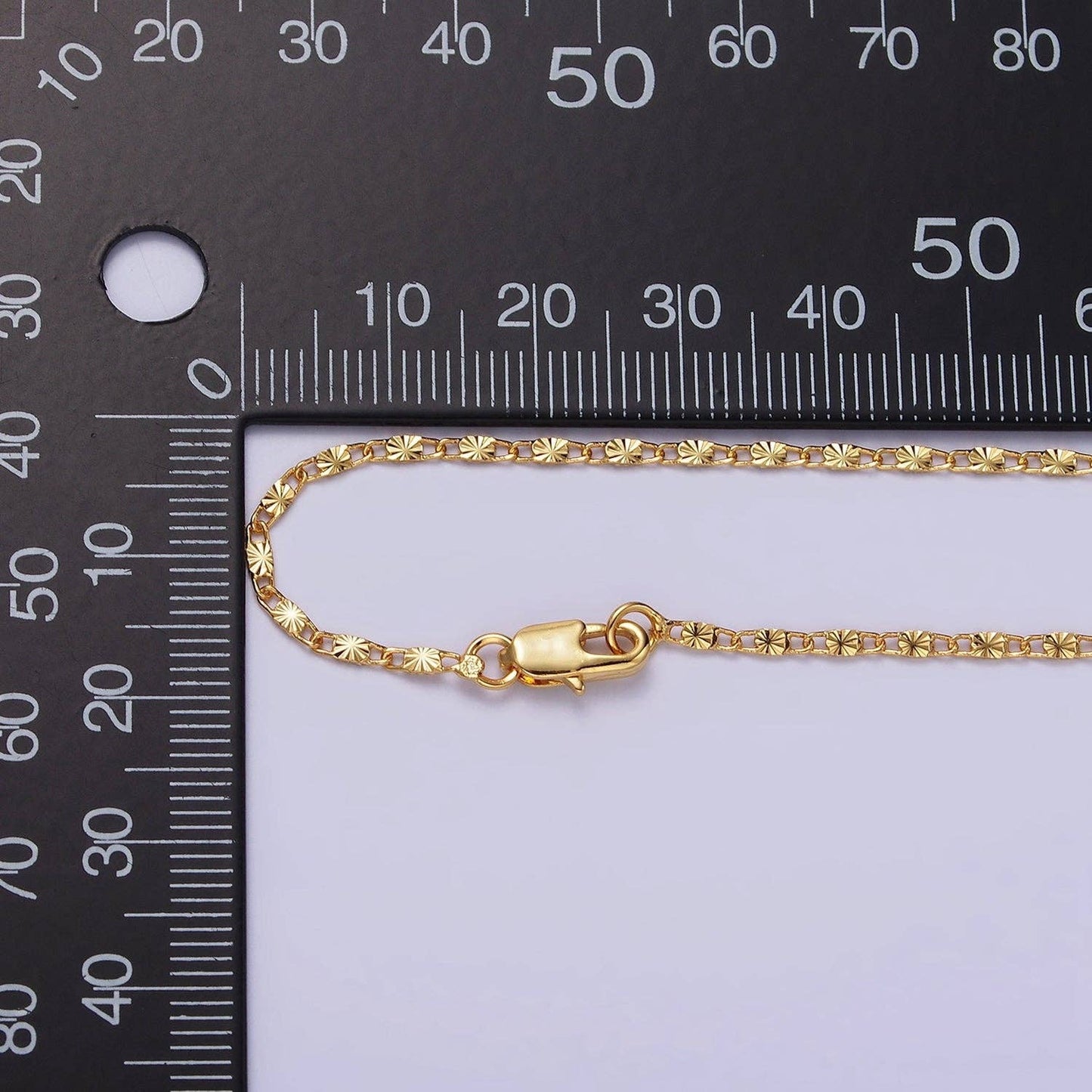 18"/20"Gold Filled 1.5mm Sunburst Unique Link Chain Necklace: 17.75 inch