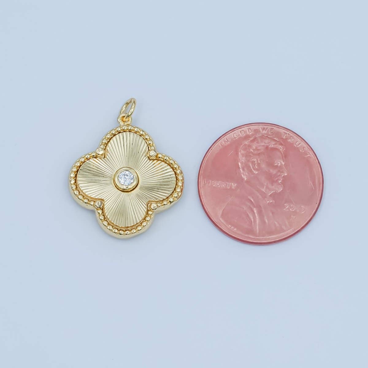 24K Gold Filled 20mm CZ Sunburst Flower Charm | M186