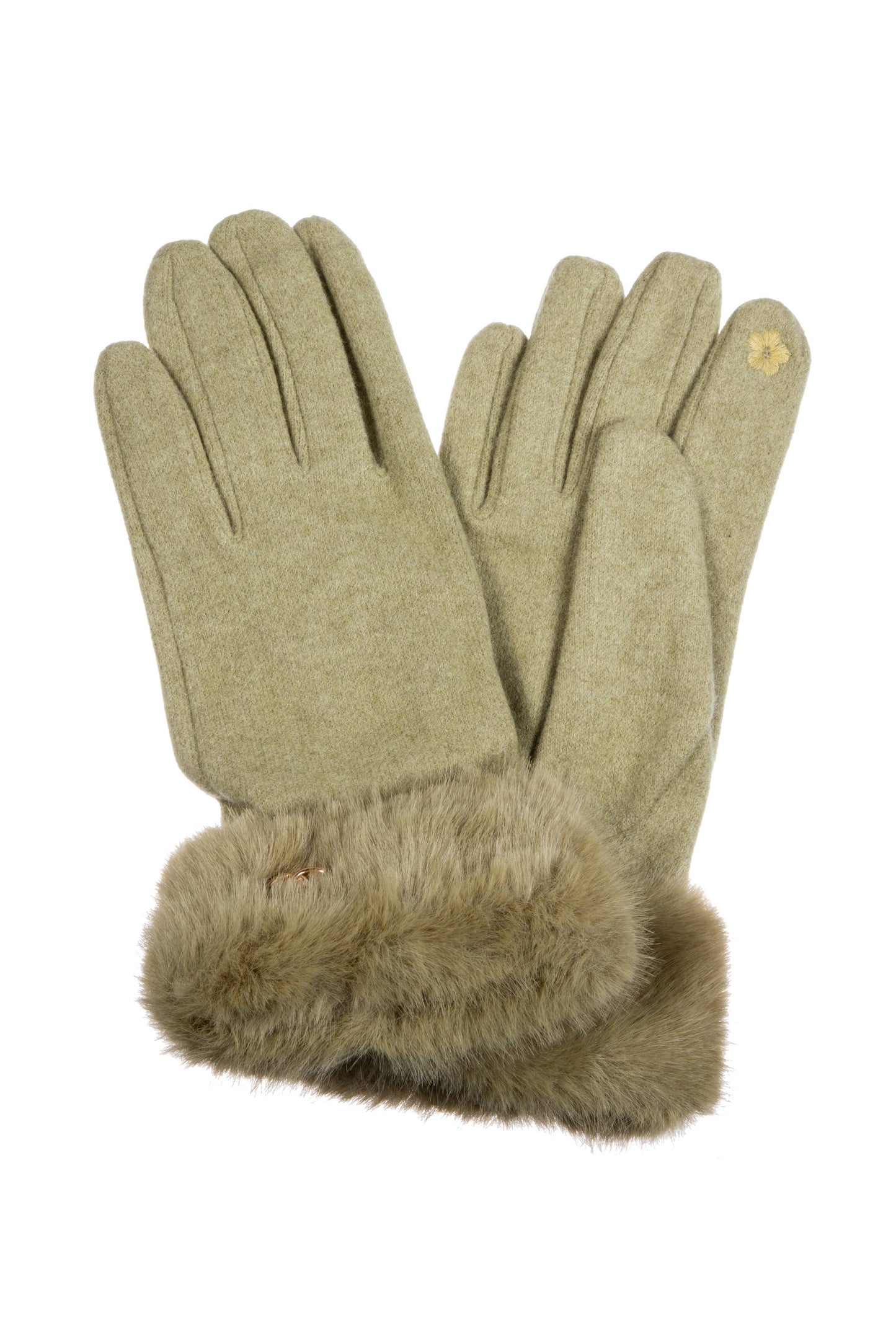 Faux Fur Touch Screen Gloves : Black