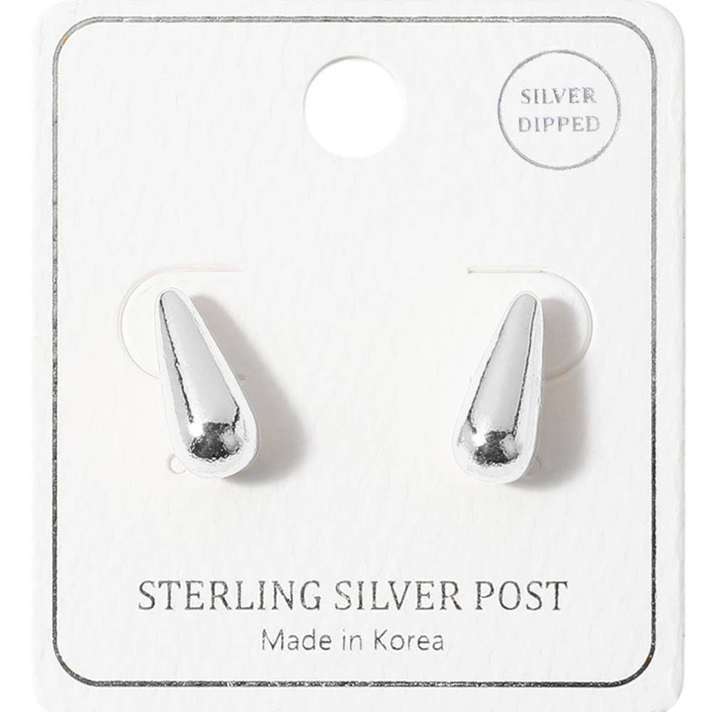 18K Gold Dipped Sterling Silver Post Teardrop Earrings: Gold
