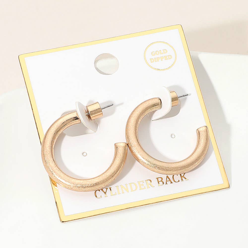 Gold Dipped Open Hoop Earrings: Worn Gold