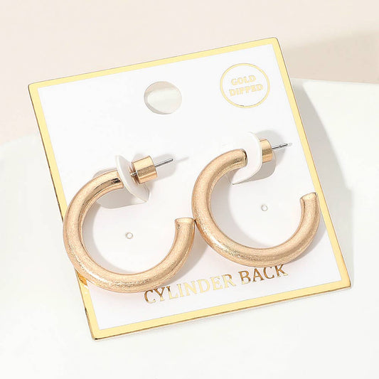 Gold Dipped Open Hoop Earrings: Worn Gold
