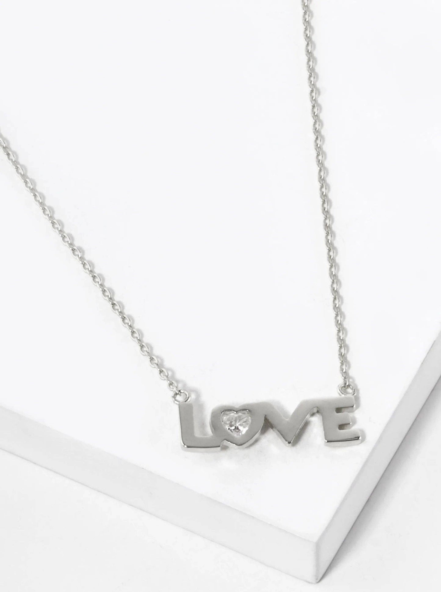 White Gold Dipped LOVE Pendant Necklace: Gold