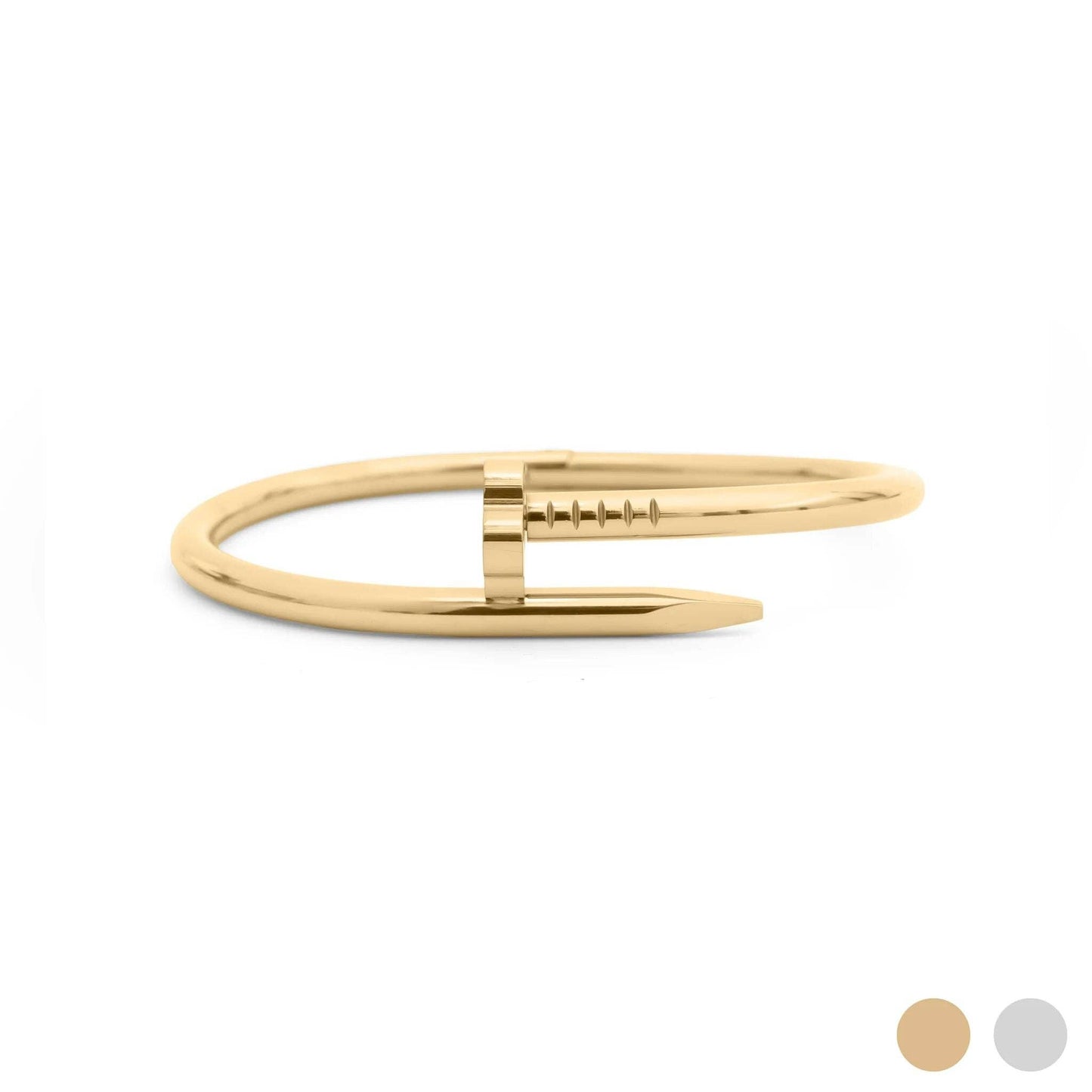 18K Gold PVD Stainless Steel Floral Nail Bangle: Gold