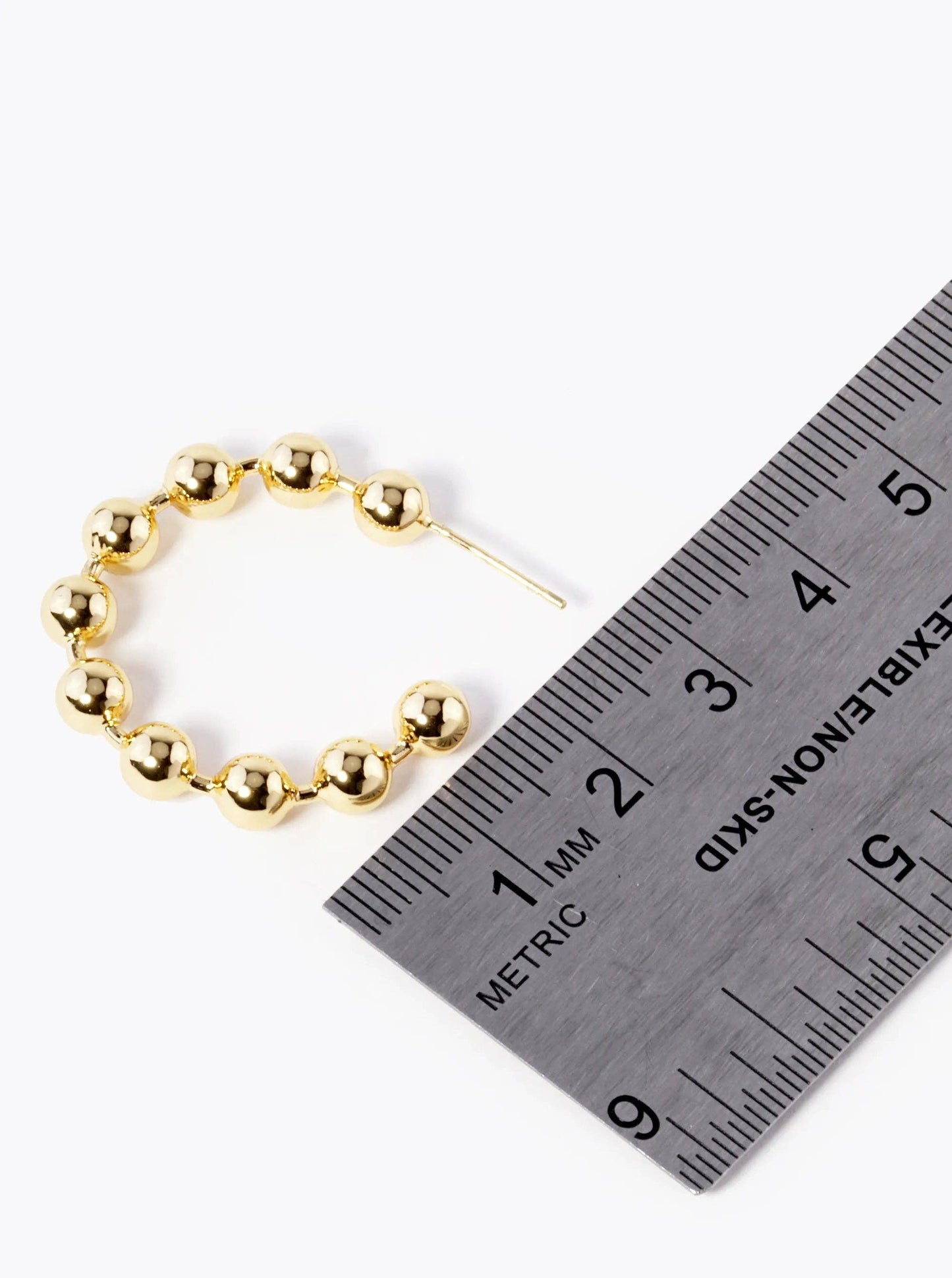 18k Gold Dipped 25mm Ball Hoop Earrings: Rhodium