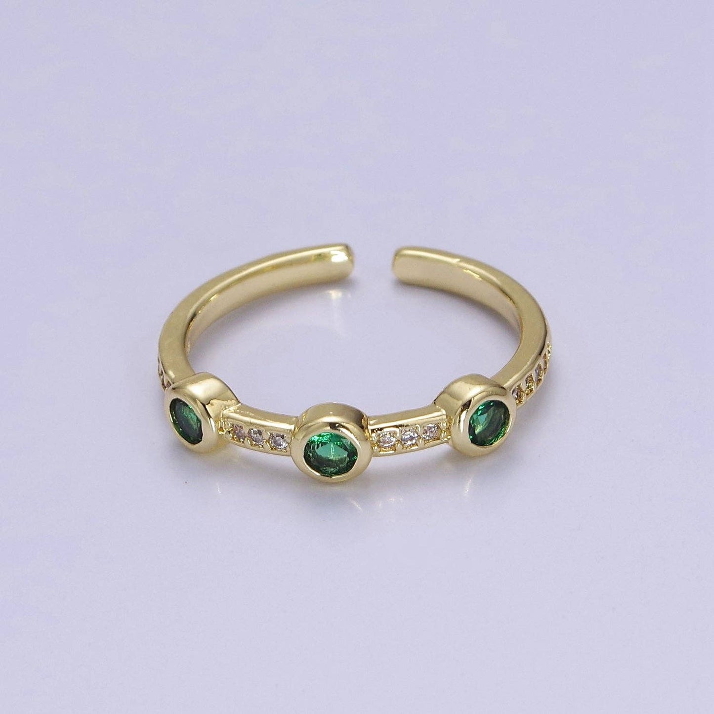 Dainty pink green clear stone ring stackable ring cubic cz: Green